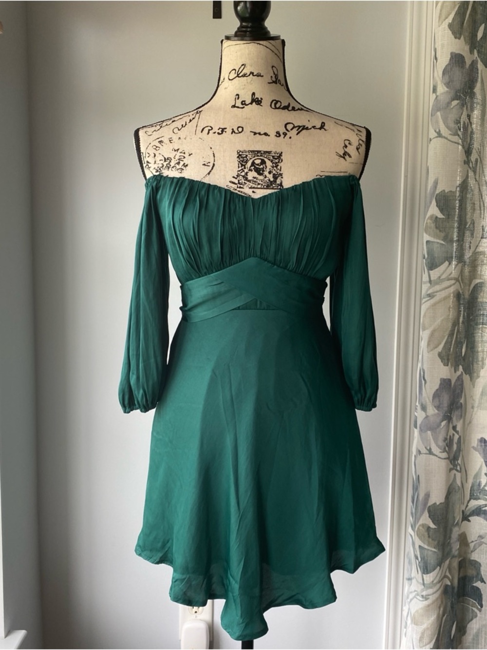Here comes the sun - Green Off The Shoulder babydoll dress - Small